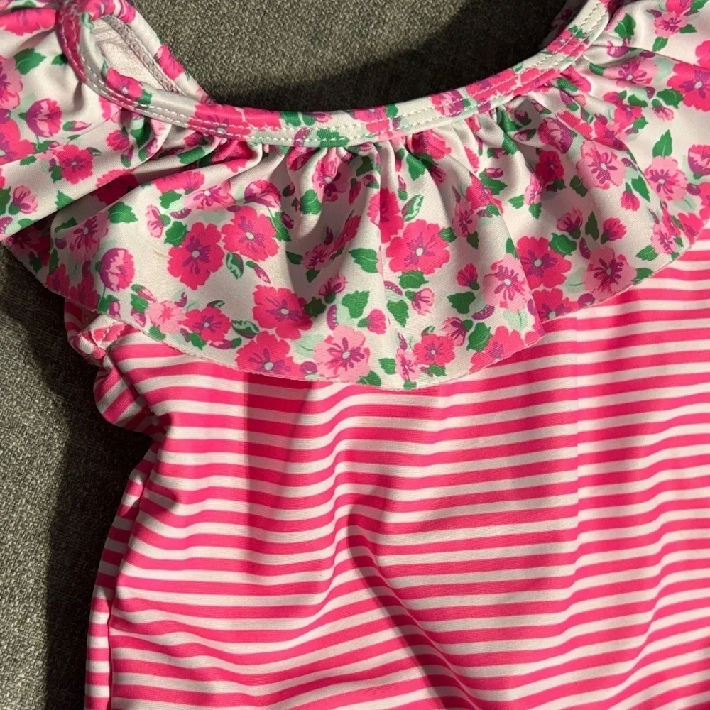 Charming Pink Floral Kids One Piece Swimsuit size 2t